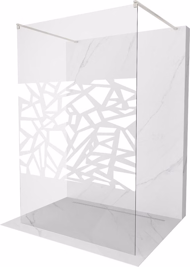 Mexen Kioto parete doccia autoportante 140 x 200 cm, motivo bianco 8 mm, nichel spazzolato - 800-140-002-97-85