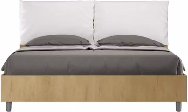 Letto matrimoniale senza rete 160x190 Quercia cuscini similpelle bianco Egos Antea