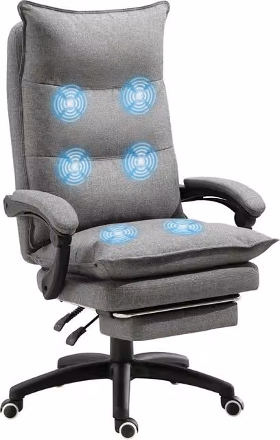 Sedia da Ufficio Ergonomica con Massaggio ¨C Xylo ¨C Schienale Reclinabile, Poggiapiedi, Telecomando, Grigio