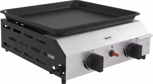 Piastra Barbecue a Gas da Tavolo Outsunny Argento con 2 Bruciatori da 4.8kw
