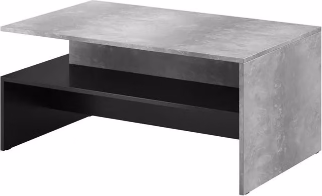 Tavolino da salotto moderno Meublorama con piano contenitore, design geometrico, colore grigio e nero, L: 100 cm, P: 60 cm, H: 45 cm