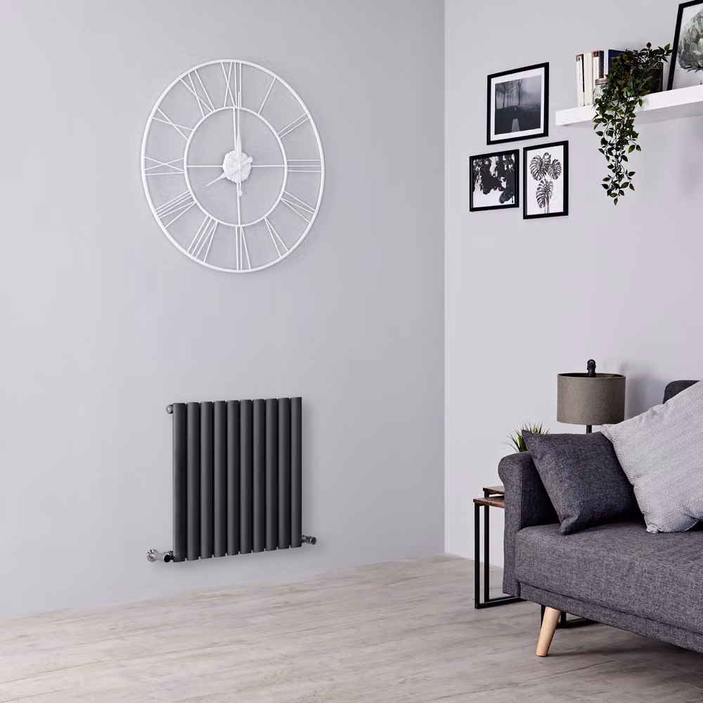 Radiatore Orizzontale Design Antracite 600x590mm - Pannello Singolo - Stile Moderno - Revive