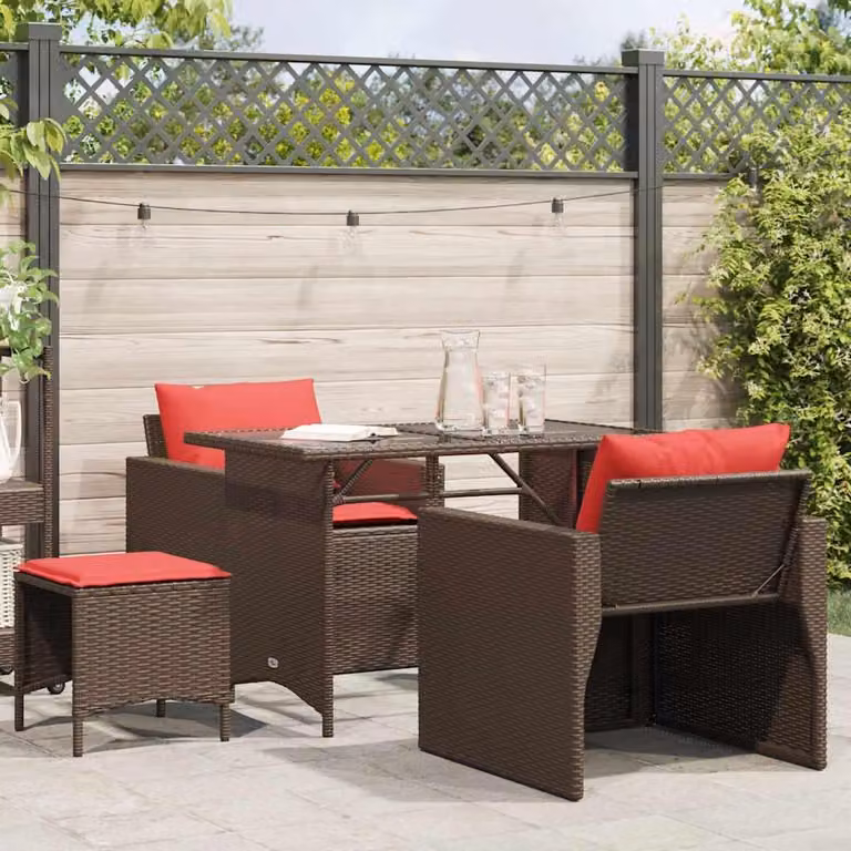 Maison Exclusive - Set divani da giardino 4 pezzi con cuscini Marrone Polyrattan
