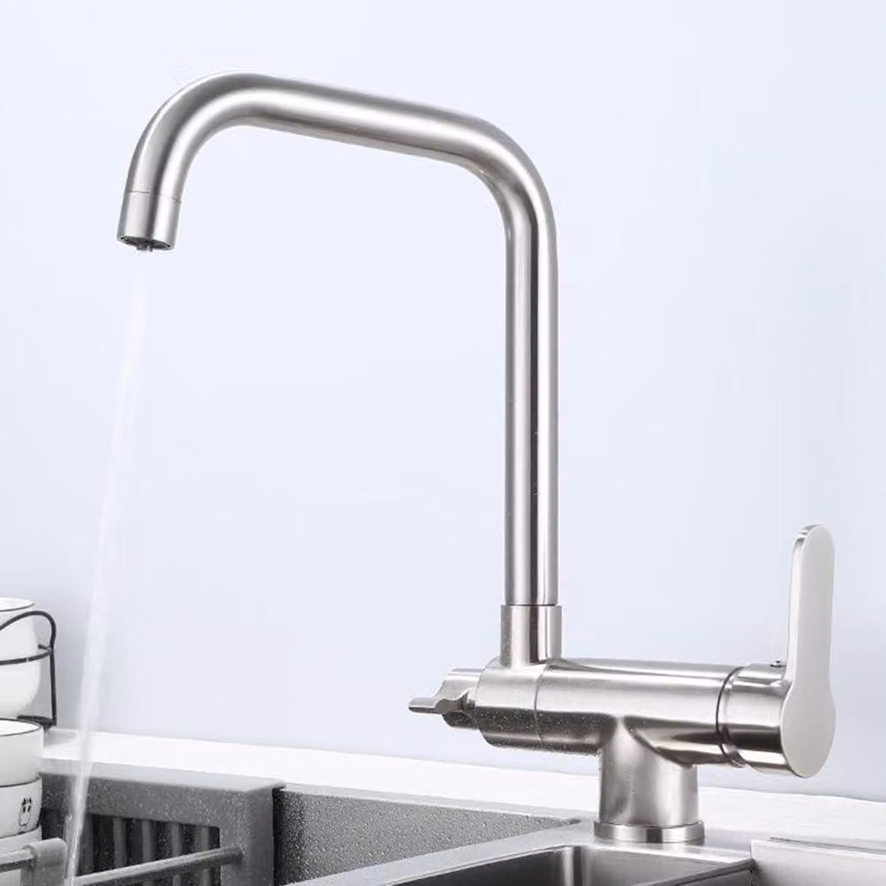 Miscelatore da cucina 3-in-1, pieghevole, girevole a 360°, con 2 maniglie, in ottone
