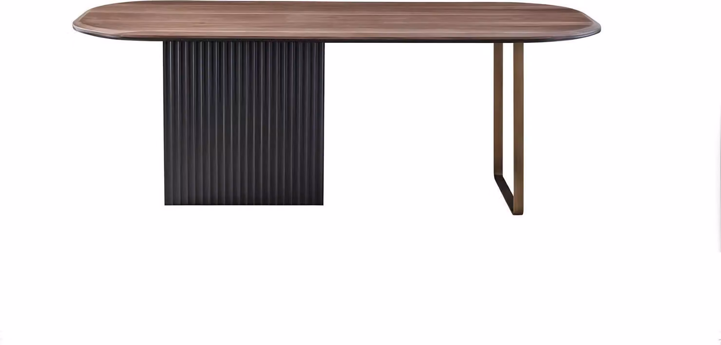 Brauner Holztisch Designer Esszimmer Möbel Halbrunder Edler Esstisch