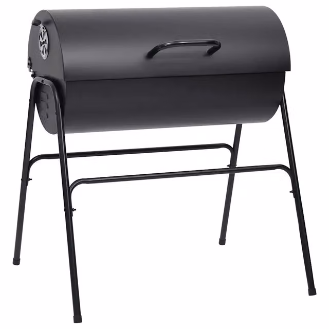 Barbecue a carbone vidaXL in acciaio nero con rastrelliera riscaldante L/P/H: 80 x 95 x 90 cm