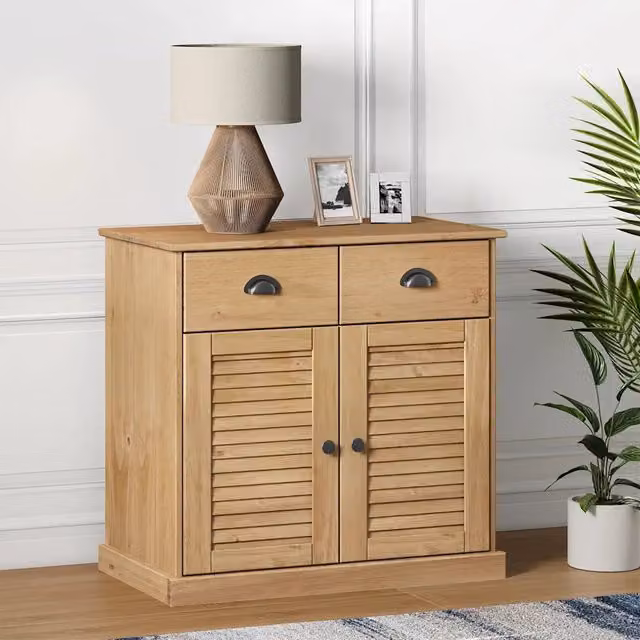 Credenza moderna vidaXL in legno di pino cerato marrone, sospesa, L: 78 cm, P: 40 cm, H: 75 cm