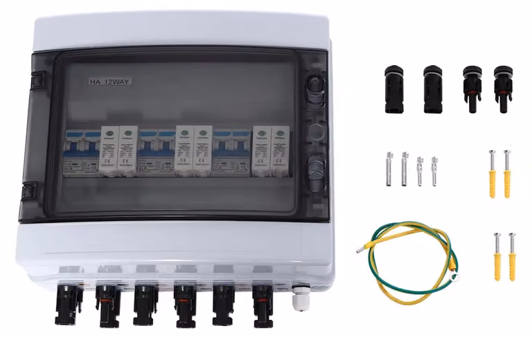 Scatola di combinazione solare, grado di protezione IP65, 3 ingressi e 3 uscite, colore bianco