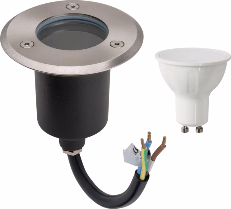 Lampada da incasso a LED per pavimento, faretto da pavimento, faretto rotondo con LED da 5 W, luce bianco caldo