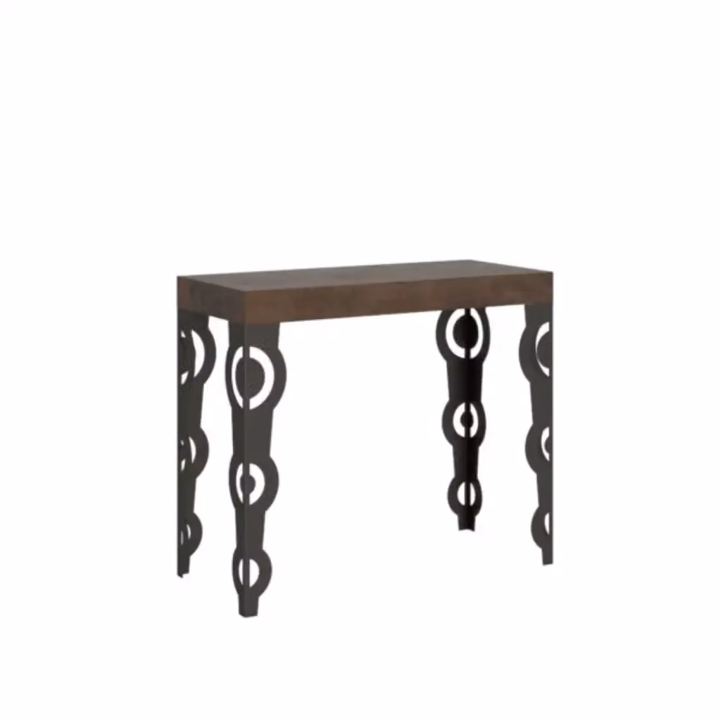 Consolle allungabile Karamay Premium Itamoby colore noce con gambe antracite L/P/H: 90 x 40/300 x 77 cm – 2