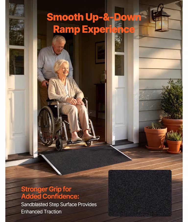 Rampa di accesso, antiscivolo, supporto resistente, dimensioni 31,9 x 15,4 pollici