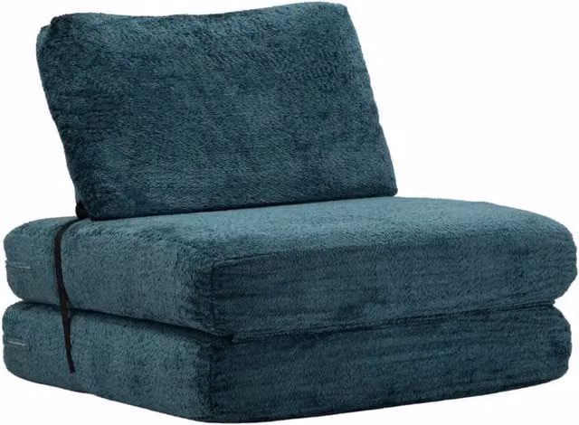 Poltrona letto Vikasa Home in tessuto bouclé petrolio per adulti