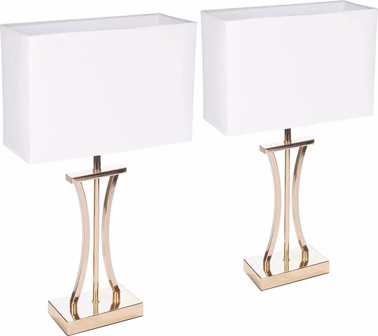 BRUBAKER set di 2 lampade da tavolo o da comodino Colonna d'oro - Lampade da tavolo in metallo vintage - altezza 50 cm, bianco oro