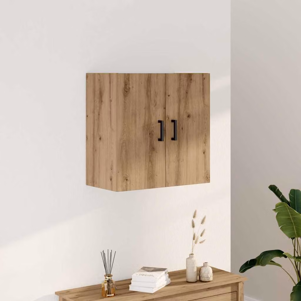 Armadietto a muro vidaXL in legno color rovere marrone con ante a battente, L 60 cm x P 31 cm x H 60 cm