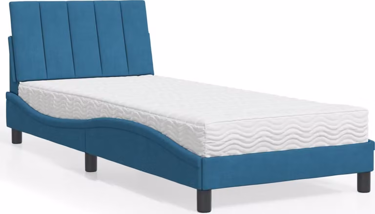 Letto con Materasso Hanko Blu 90x190 cm in Velluto