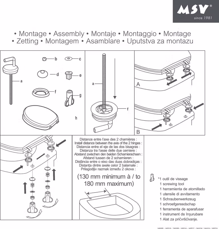 Sedile WC MSV Coperchio del WC Anima in legno MDF "Ombo Landhaus" Cerniere in acciaio inox - qualità elevata e stabile