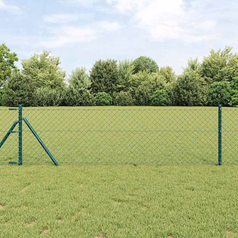 Kit di recinzione in filo di acciaio rivestito in PVC, completo di pali, dimensioni 10 x 0,8 metri, maglia di 40 x 40 mm, ideale per delimitare giardini, terrazzi, cortili e proprietà