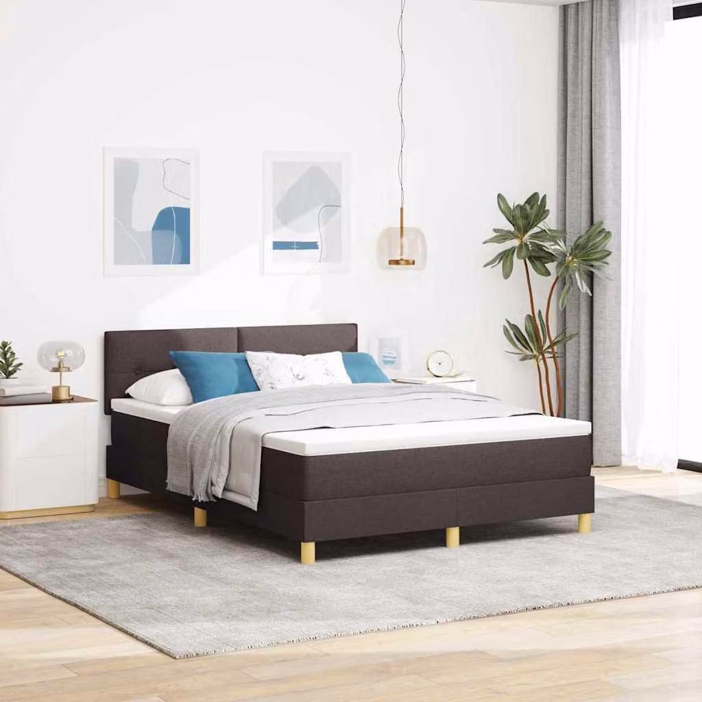 Maison Exclusive - Letto boxspring con cuscini, marrone scuro, 160 x 200 cm, tessuto