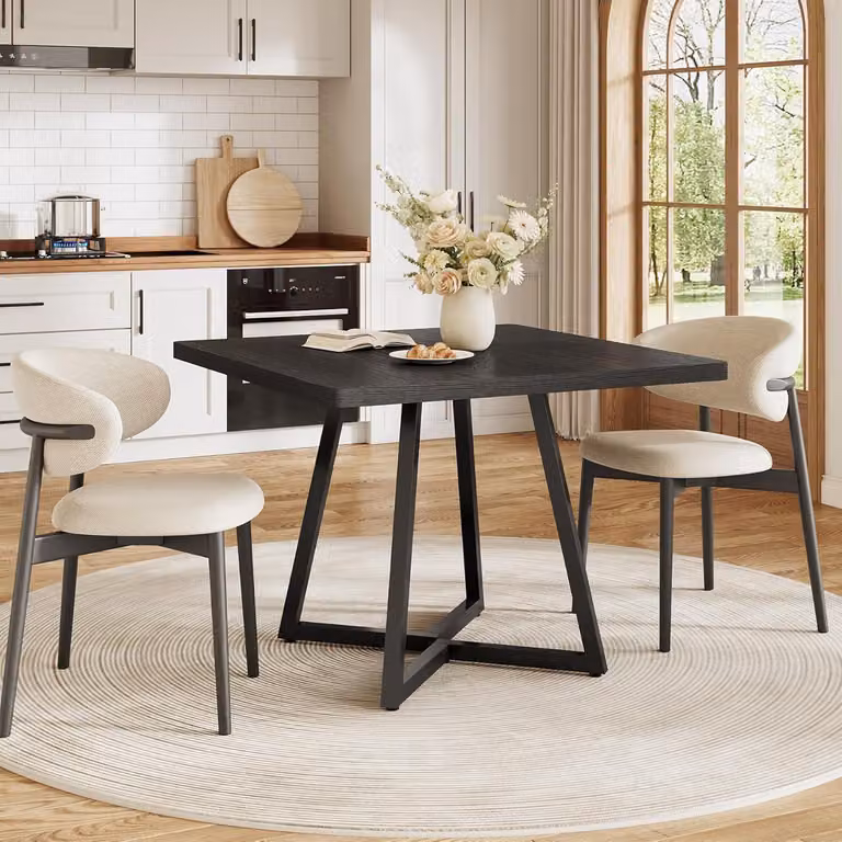 Tavolo da pranzo Tribesigns, tavolo da pranzo piccolo, tavolo da cucina tavolo da sala da pranzo 80x80x75 cm, per 4 persone, base in metallo stile industriale, nero