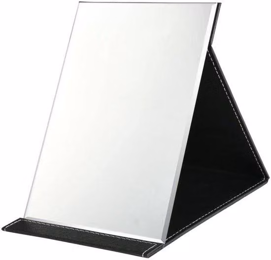 Specchio da trucco da viaggio pieghevole, grande, 21,5 x 15,5 cm, portatile