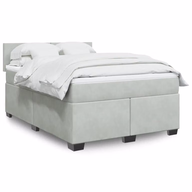 vidaXL Giroletto a Molle con Materasso Ibrido in Velluto Grigio Chiaro L/P/H: 160 x 200 cm