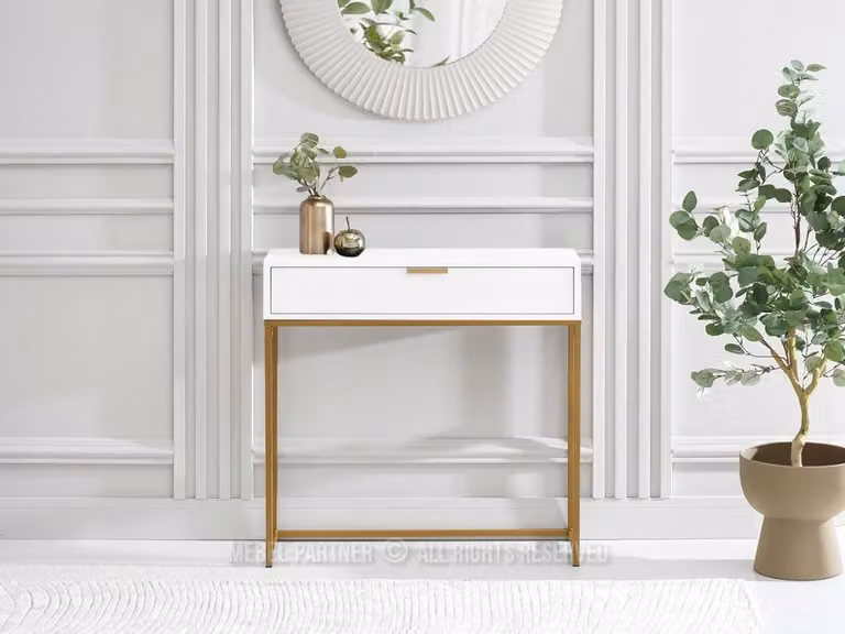 Consolle NIRAI con cassetto - bianco / oro