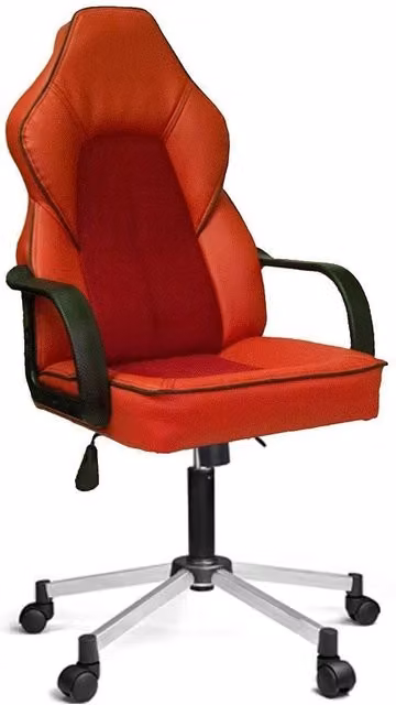 Poltrona ufficio gaming Lidya colore aragosta con struttura in metallo e rivestimento in ecopelle rossa, Altezza: 120 cm, Larghezza: 62 cm, Profondità: 65 cm