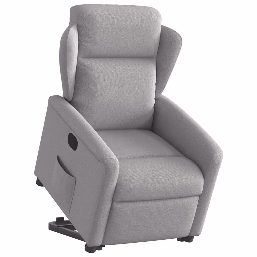 Poltrona Alzapersona Reclinabile vidaXL Grigio con Assistenza Elettrica e Braccioli in Tessuto – 2