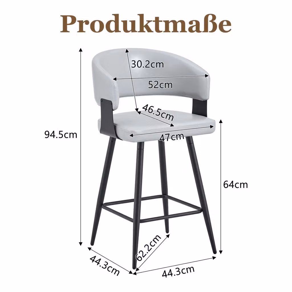 Sedia da pranzo moderna OKWISH con braccioli e rivestimento in ecopelle grigia e struttura in metallo – 2