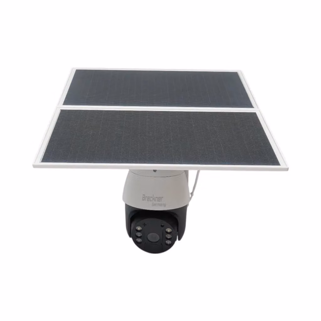 Telecamera di sorveglianza PTZ 360° 2 MP 1080P con pannello solare 4.3W, connessione 4G e Wi-Fi 2.4 GHz, rilevamento umano PIR e visione notturna intelligente, colore bianco – 2