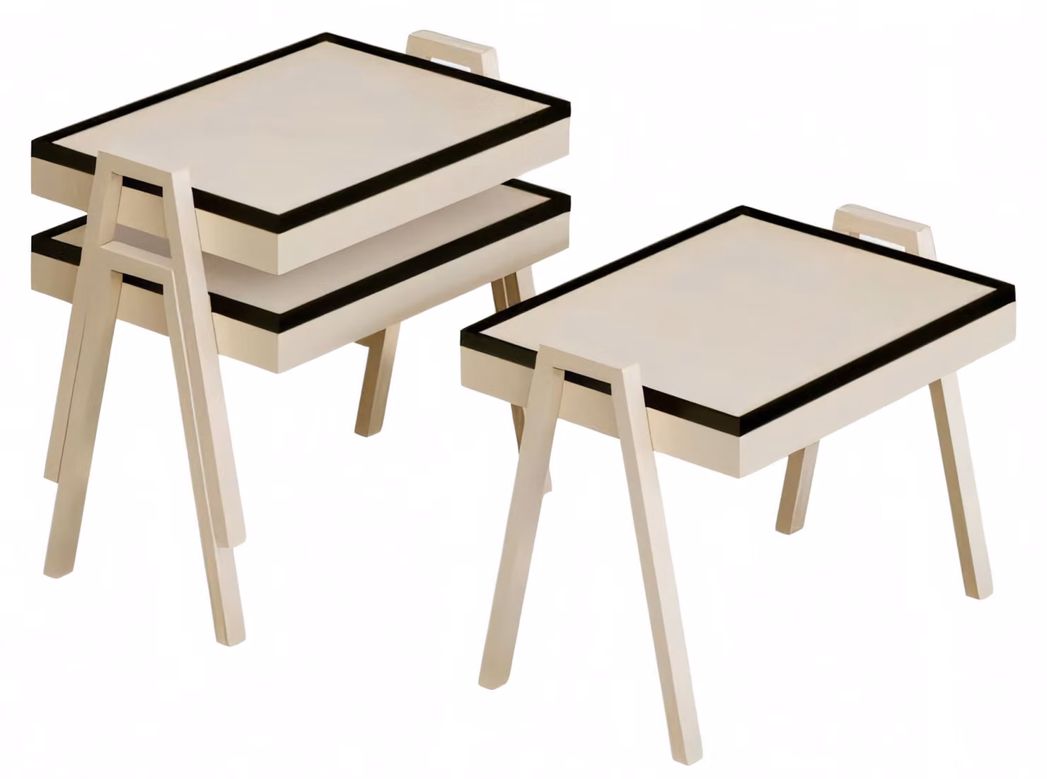 Couchtisch-Set aus Holz in Beige, eleganter moderner Stil