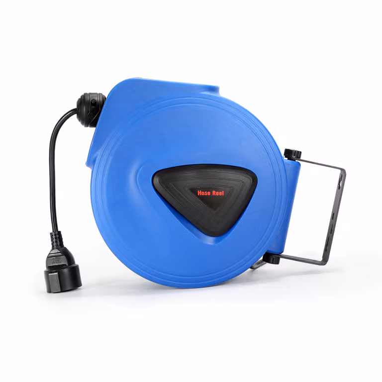 Jopassy 20 m di avvolgicavo prolunga del cavo di alimentazione presa di corrente avvolgicavo automatico con funzione di riempimento per il montaggio a parete