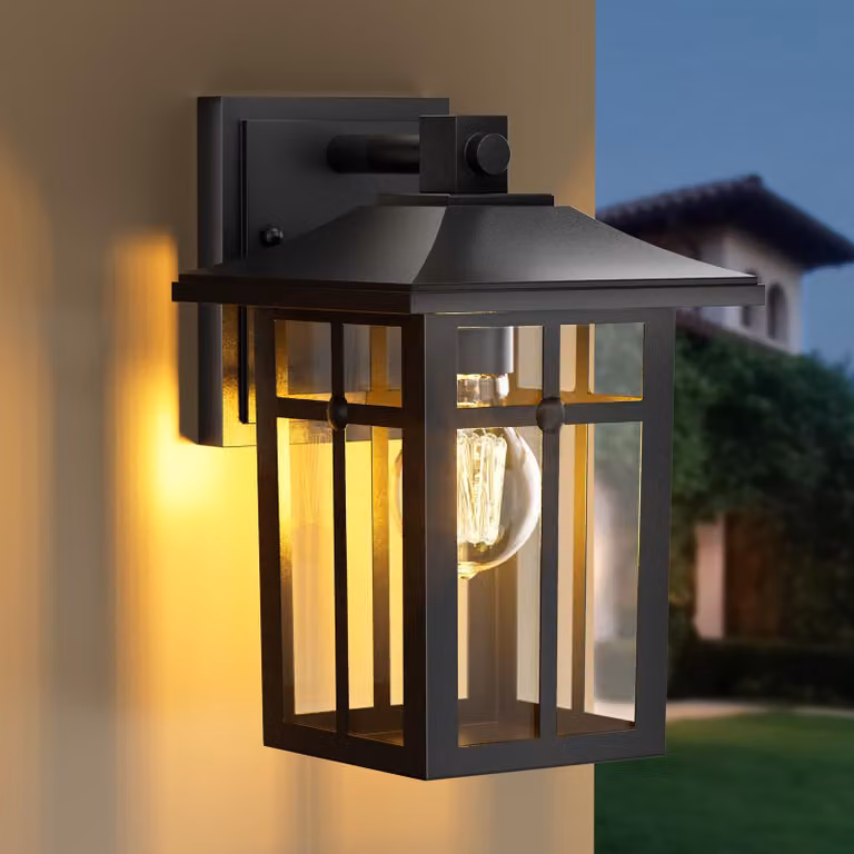 S'AFIELINA lampada da parete per esterno, lampada da parete per terrazzo, luci da parete per casa, attacco E27, lampada da parete nera, 1 pezzo