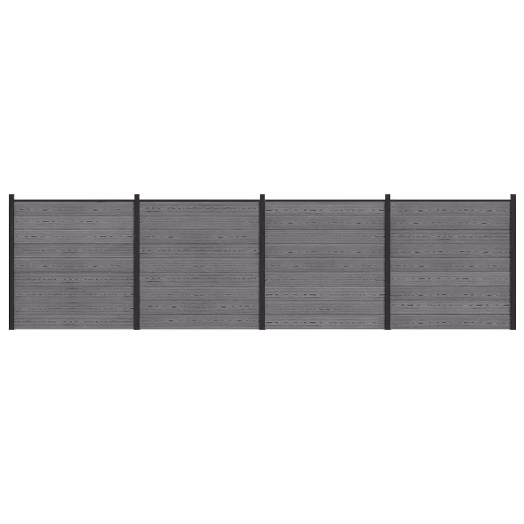 Set di recinzione vidaxl in WPC e alluminio grigio L: 699 cm, H: 186 cm – 2