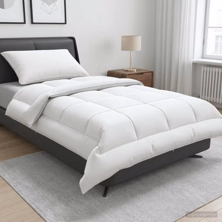 Set di piumone e cuscini 2 pz vidaXL Estate in Lana e Cotone Bianco 135x200 cm