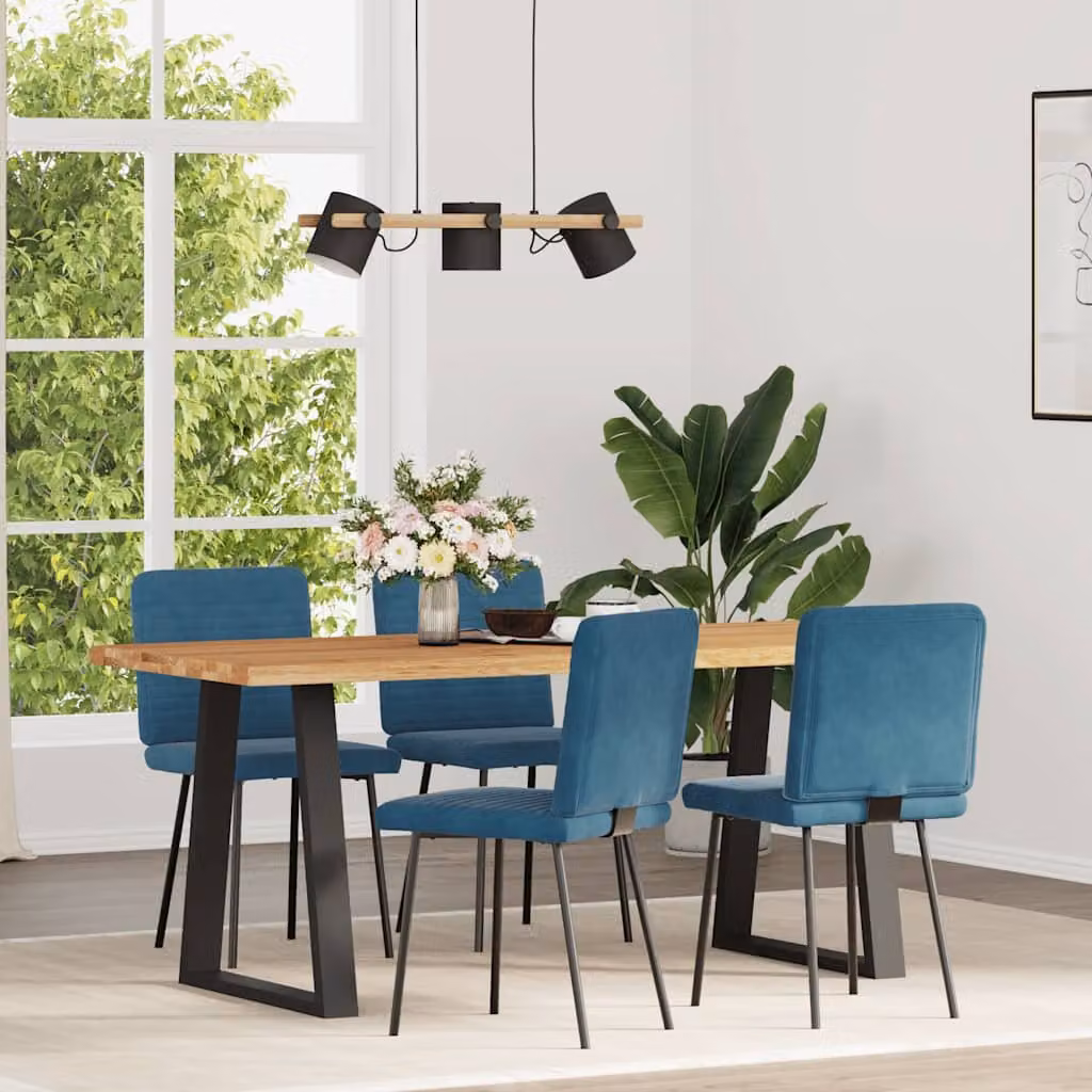 Sedie da Pranzo 4 pz Blu in Velluto