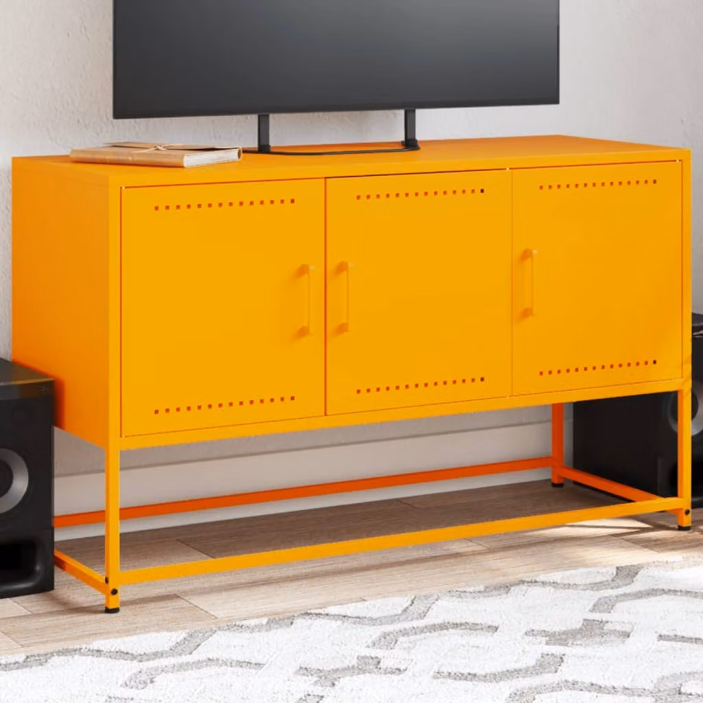 Mobile TV vidaXL in metallo giallo senape L 100,5 cm x P 39 cm x H 60,5 cm