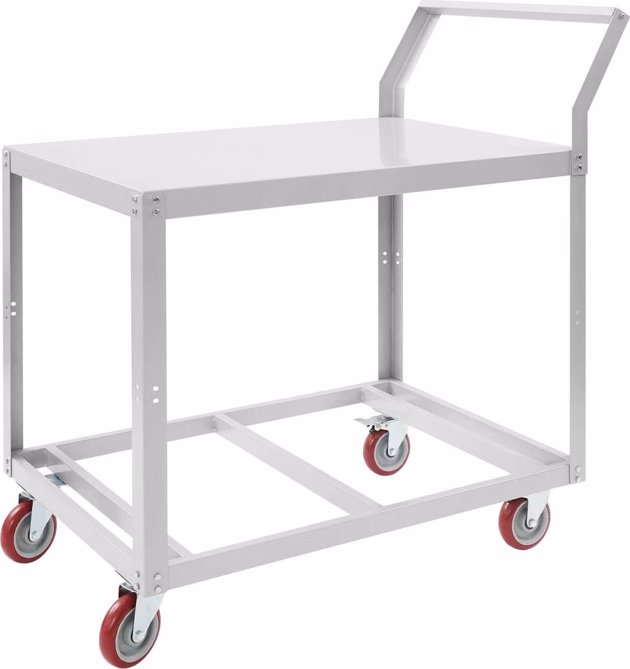 Tavolo da lavoro industriale - Tavolo in acciaio con rotelle - Rettangolare - Per carichi pesanti - Carrello - Argento
