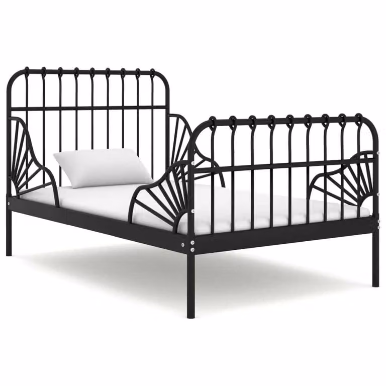 The Living Store letto estraibile in metallo nero 80x130/200 cm