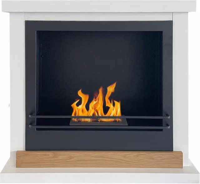 Camino a Bioetanolo da Pavimento 75x28x70 cm Stoccolma in Legno Bianco