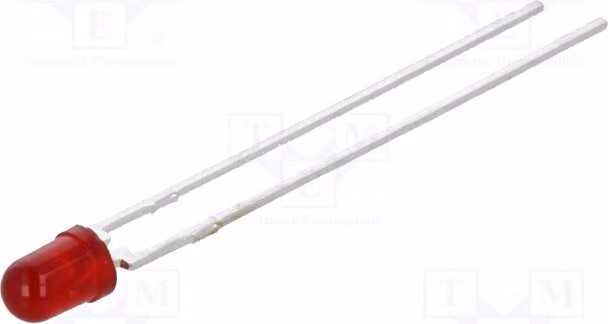 2 LED, angolo di emissione 60°, rotazione, 3 mm, HLMP-1301, diodi LED a montaggio traversabile (THT), 3 mm, 3,4 mcd