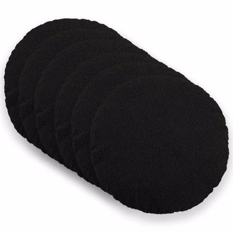 Set di 6 federe rotonde vidaXL HEERLEN in tessuto bouclé nero, Ø 50 cm