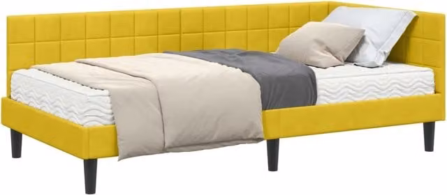 Letto singolo | Letto per adulti | Struttura Letto Angolare con Materasso 2 pcs Giallo Velluto