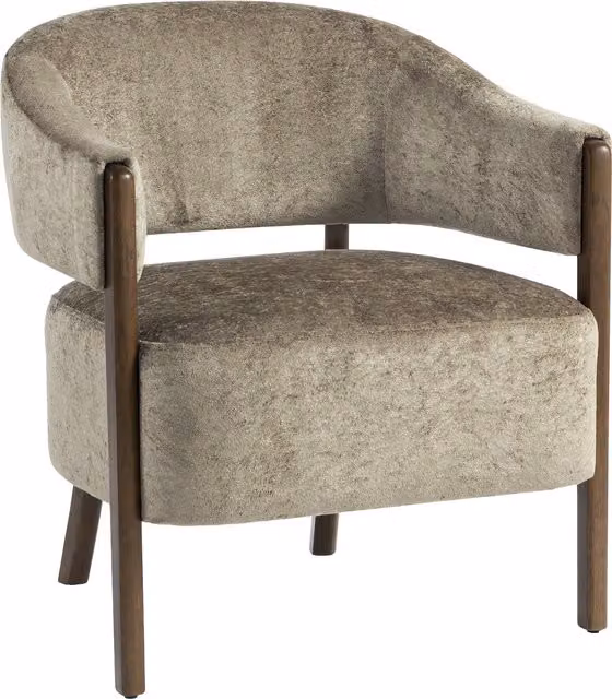 Poltrona HOMCOM in ciniglia marrone chiaro con struttura e gambe in legno massello per soggiorno