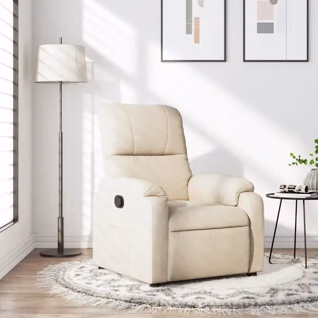 Poltrona Reclinabile Relax vidaXL in Microfibra Beige con Braccioli e Regolazione Manuale