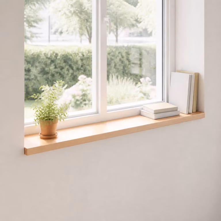 Set di 2 soglie per finestre vidaXL in legno naturale, colore beige e marrone, L 120 x P 15 x H 2 cm
