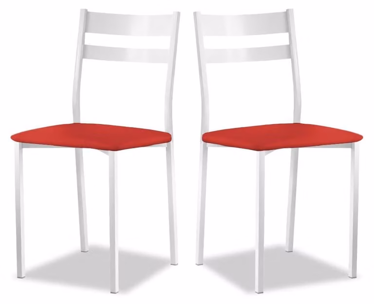 Sedia da cucina in metallo con schienale aperto, colore rosso, dimensioni 39x45x40 cm