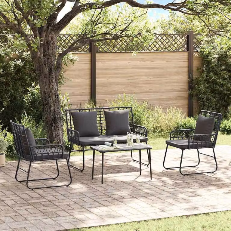Maison Exclusive - Set di mobili da giardino, 4 pezzi, in rattan sintetico nero e antracite