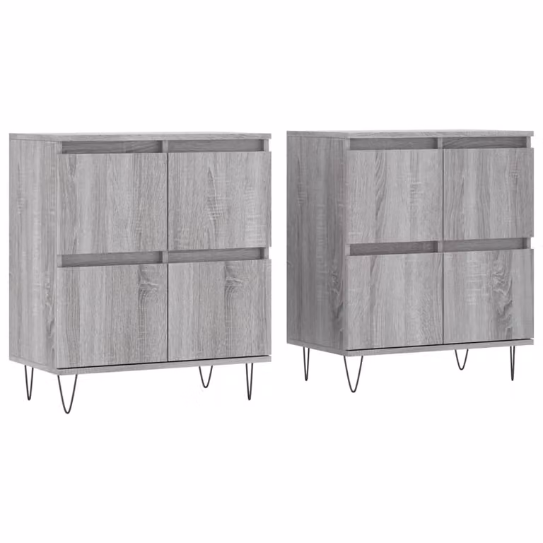 Credenze 2 pz Grigio Sonoma in Legno Multistrato