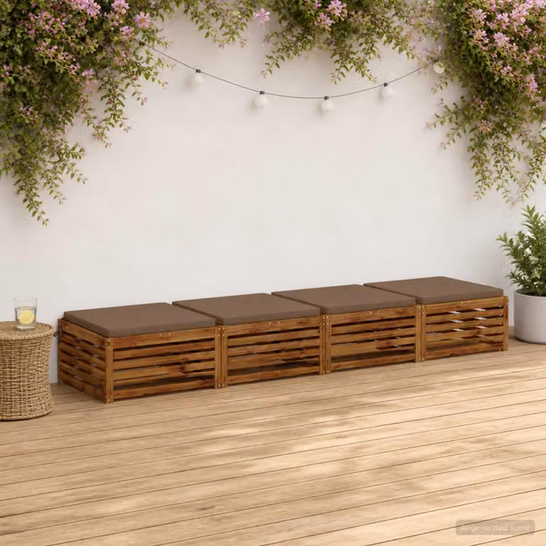 Set di 4 cuscini per sedia vidaXL SOEST in poliestere con fodera rimovibile e resistenza UV, colore tortora